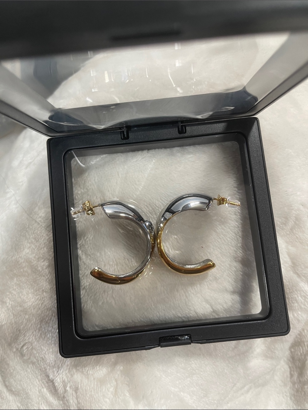 8 Other Reasons Two-Tone Silver and Gold Curved Hoop Earrings